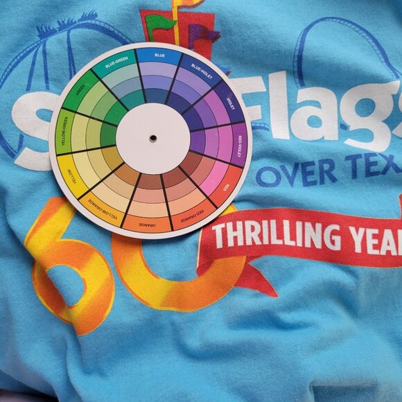 Six Flags Over Texas 60 Years Mens Shirt 3XL Tee Blue Cotton Blend Park NOV12E - Picture 7 of 9